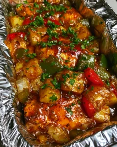 Pineapple BBQ Baked Chicken Foil Packets in Oven for Easy Dinner!
