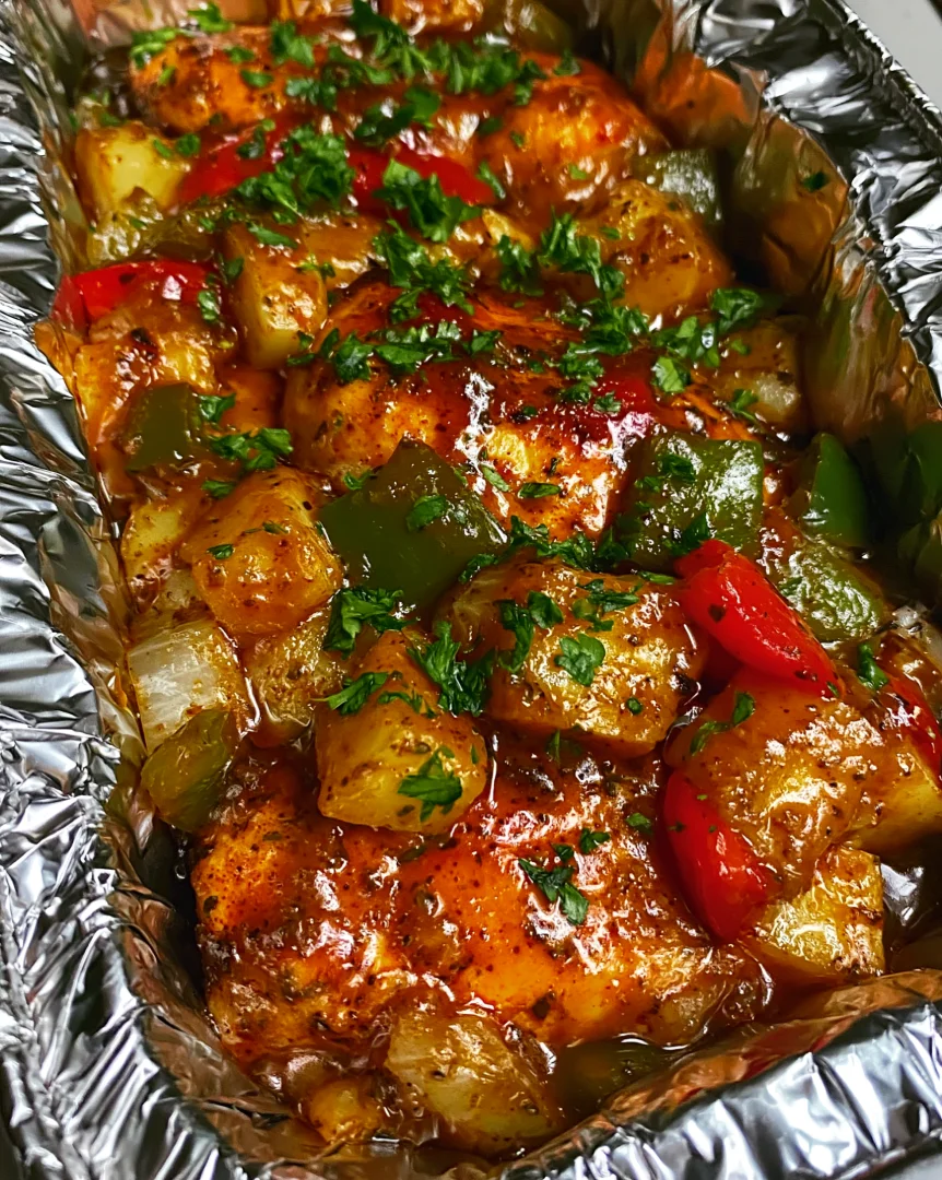 Pineapple BBQ Baked Chicken Foil Packets