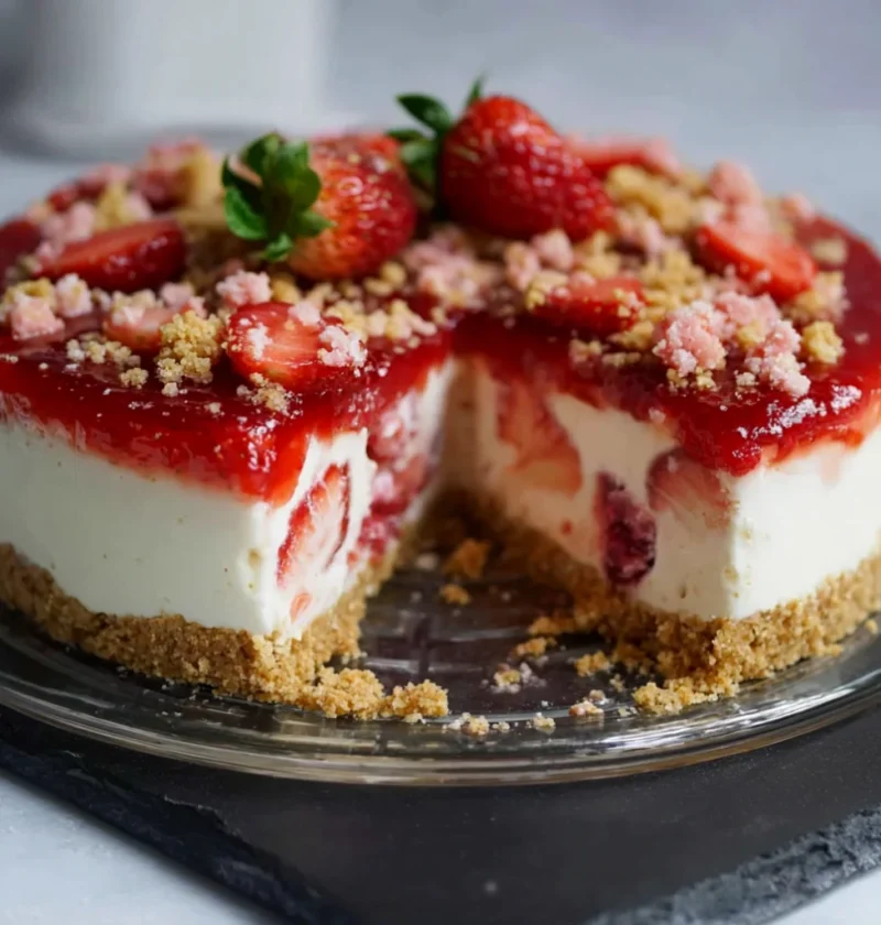strawberry crunch cheesecake