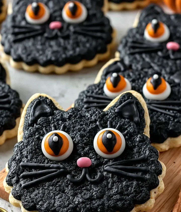 Adorable Black Cat Halloween Sugar Cookies
