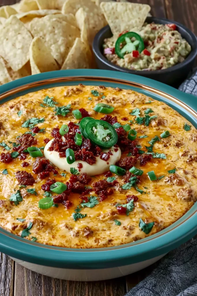 Best Easy Crockpot Queso Football Dip with Chorizo