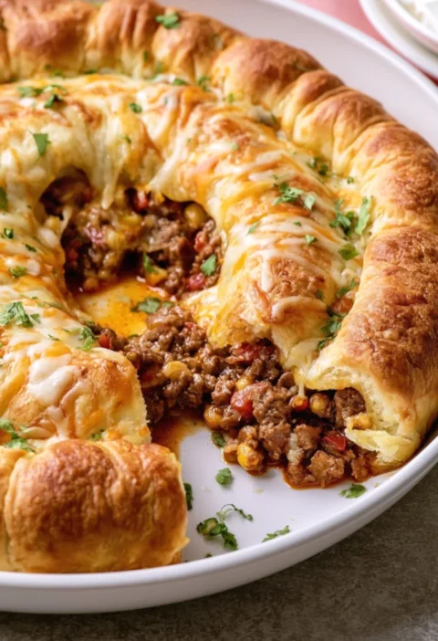 Cheesy Taco Crescent Pie