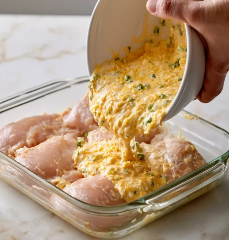 Creamy Green Chile Taco Baked Chicken