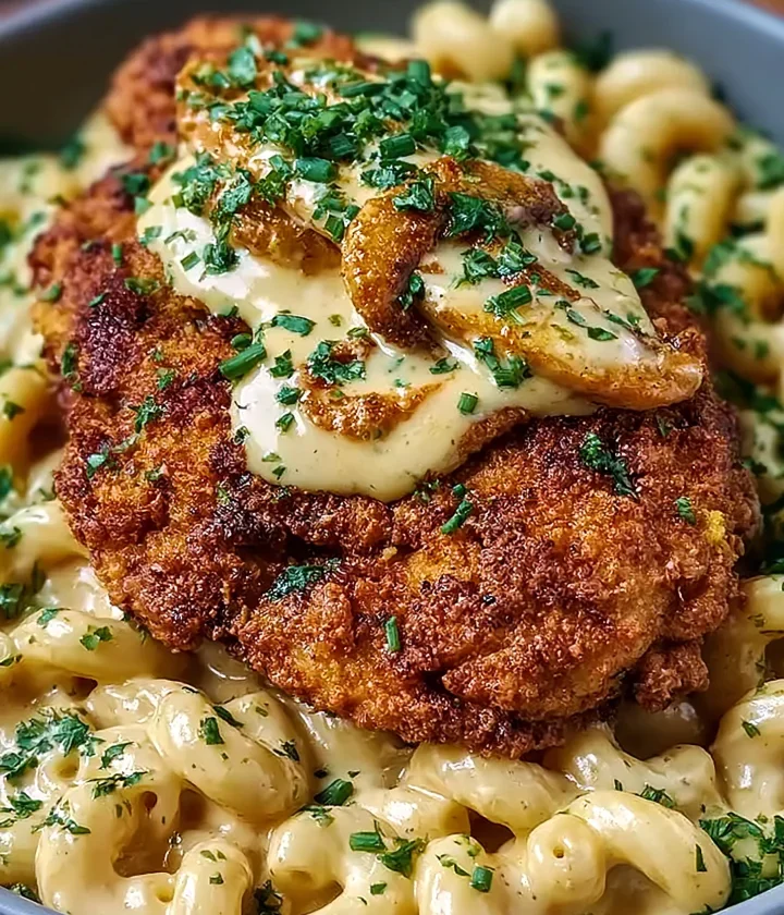 Crispy Chicken with Creamy Pasta