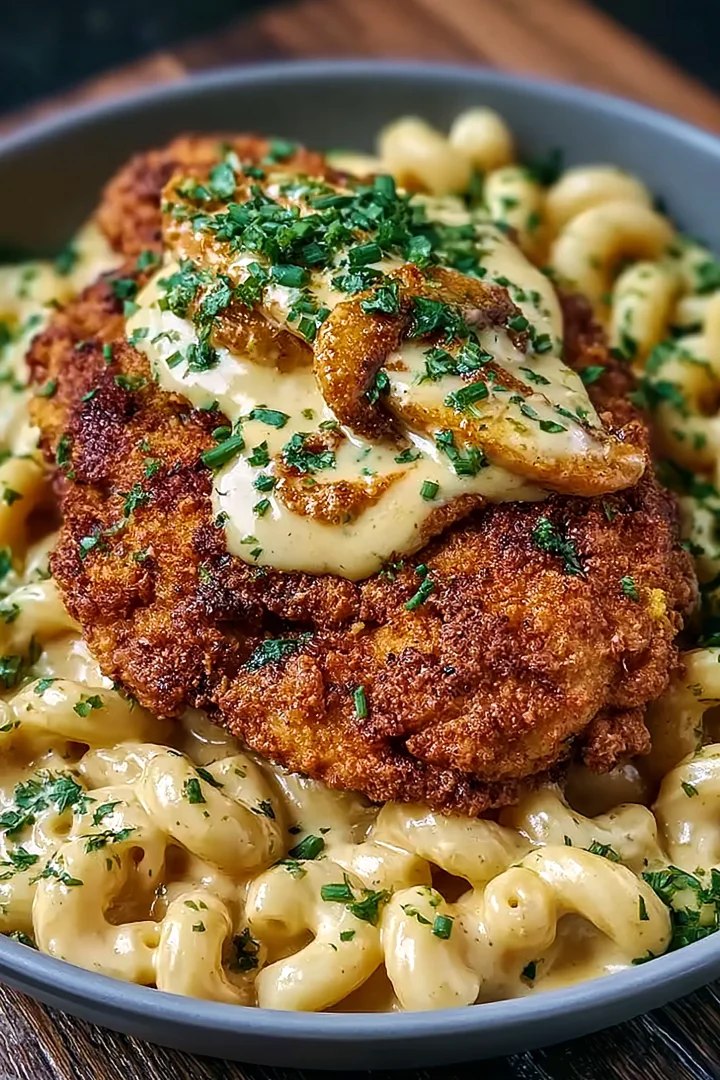 Crispy Chicken with Creamy Pasta