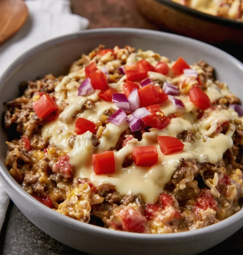 Easy Queso Taco Rice