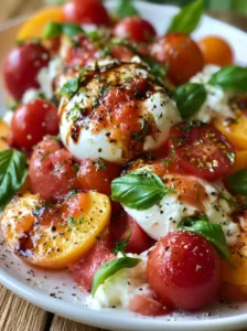 Fresh Burrata Tomato Peach Salad & Easy and Tasty