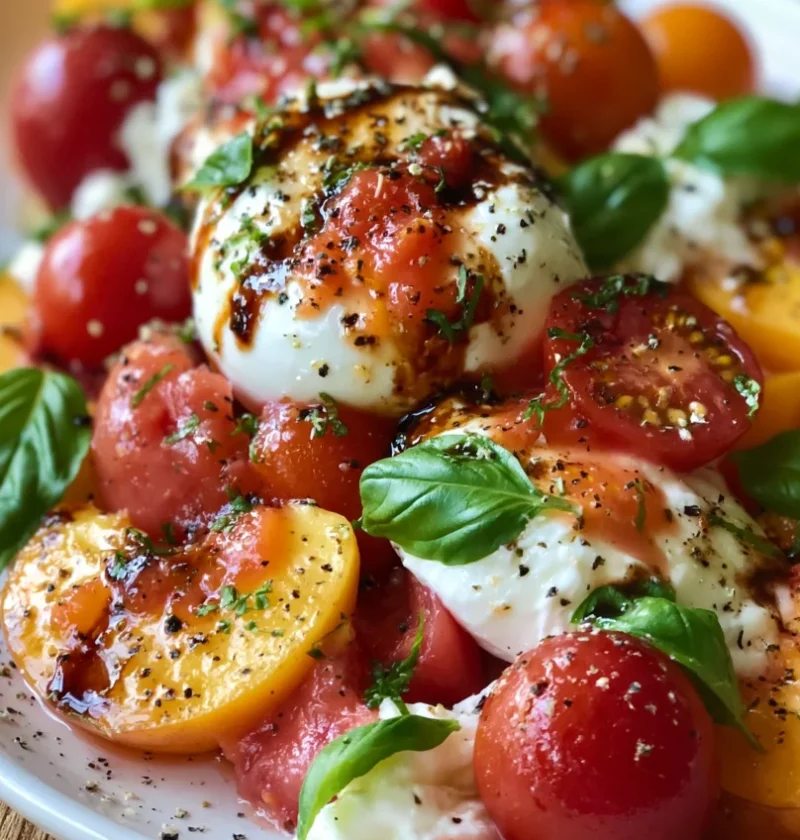 Fresh Burrata Tomato Peach Salad