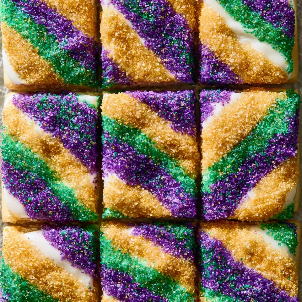 King Cake Cheesecake Bars