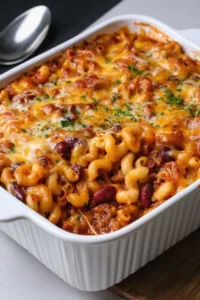 Oven Baked 3-Ingredients Chili Mac Casserole