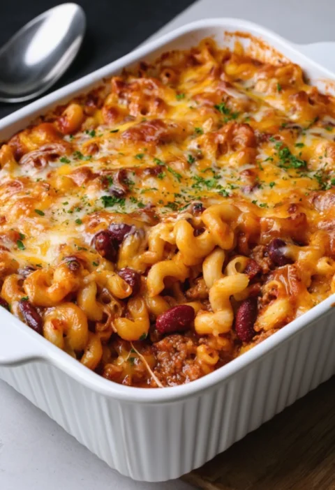 Oven Baked Chili Mac Casserole
