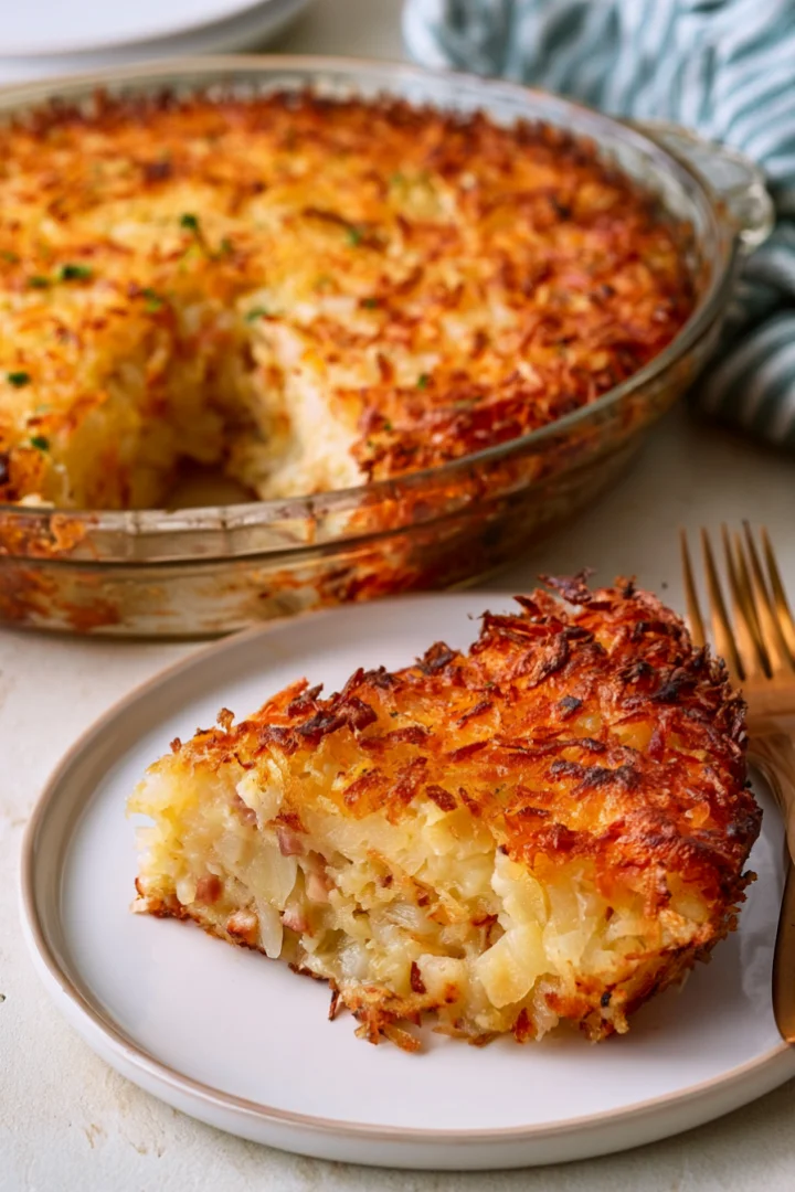 Oven Baked 4-Ingredients Hash Brown Pie