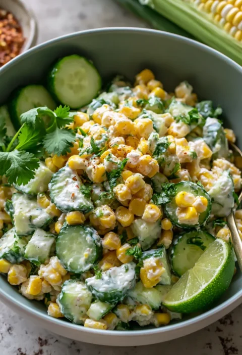 Savory Street Corn Creamy Cucumber Salad