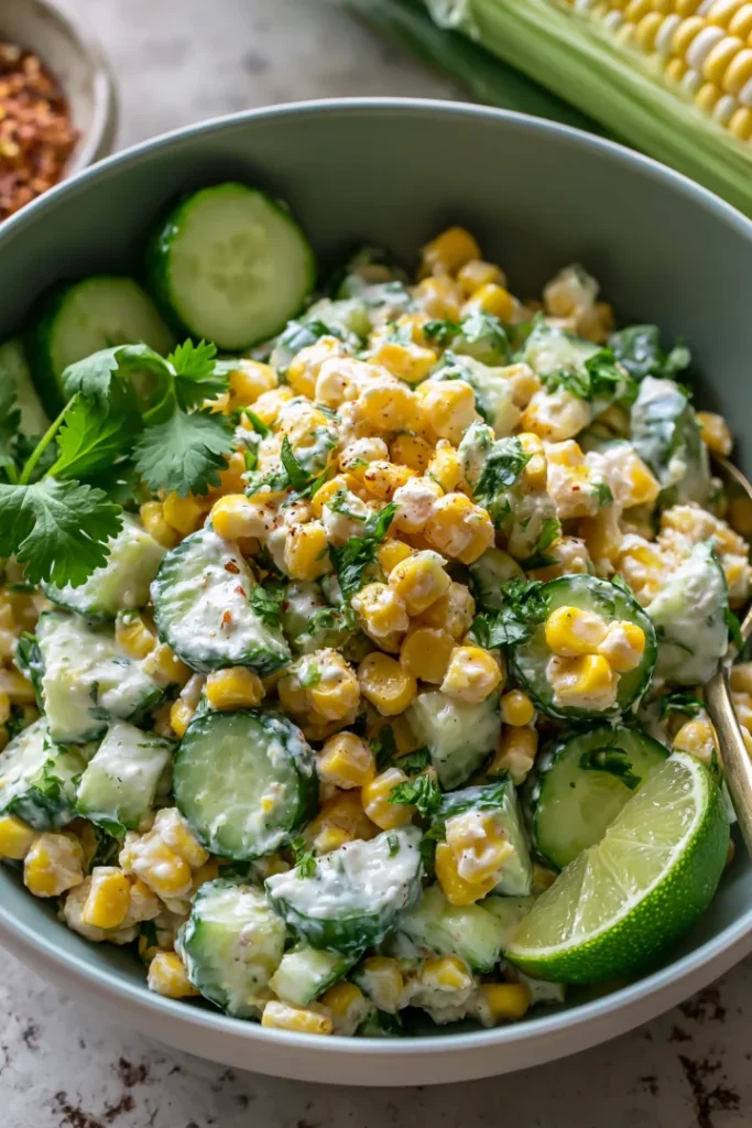 Savory Street Corn Creamy Cucumber Salad for Summer Bliss