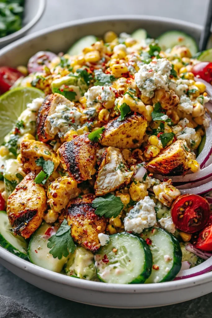 Ultimate Street Corn Cucumber Chicken Salad Recipe Delight!