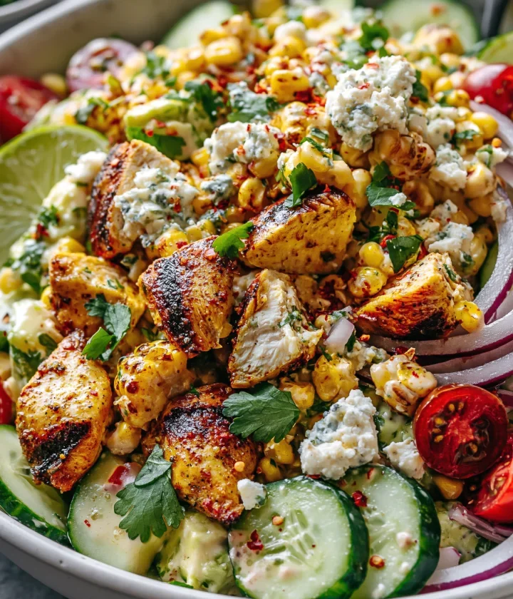 Ultimate Street Corn Cucumber Chicken Salad