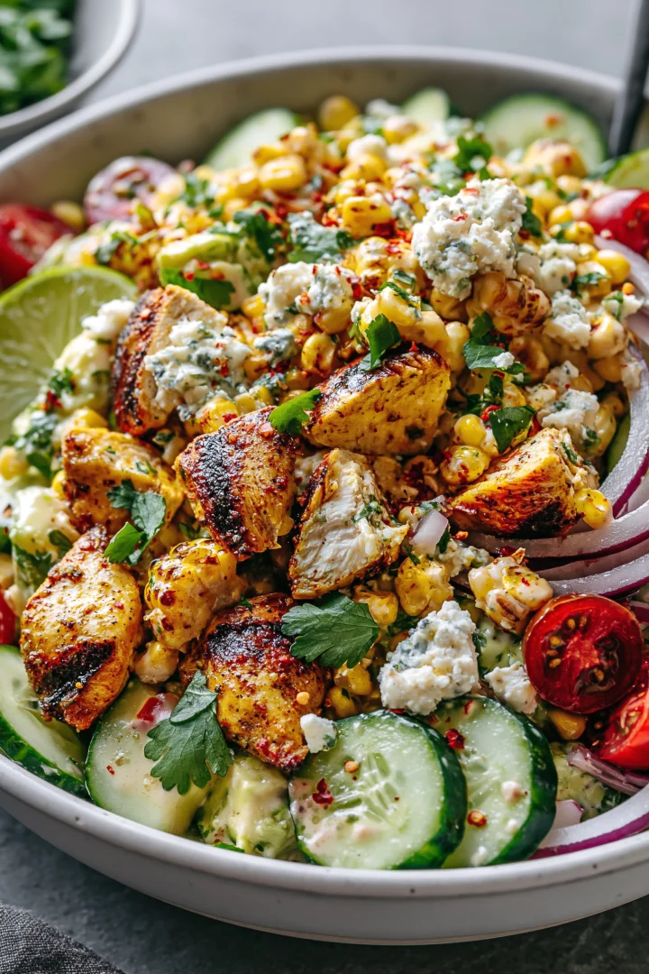 Ultimate Street Corn Cucumber Chicken Salad