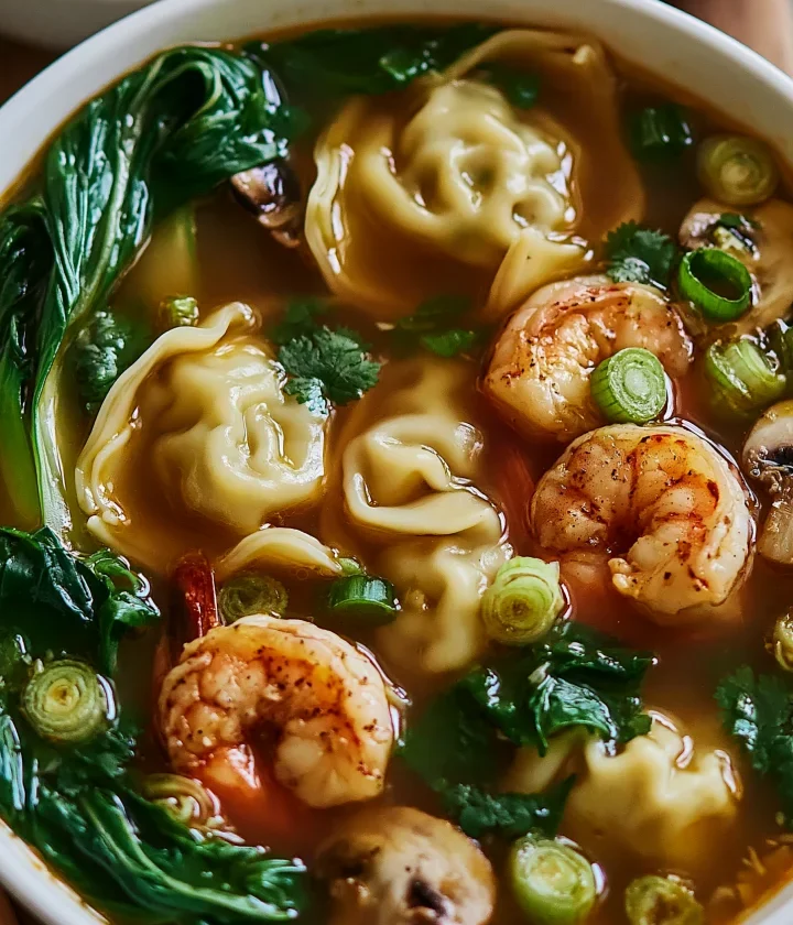 Wonton soup with shrimp