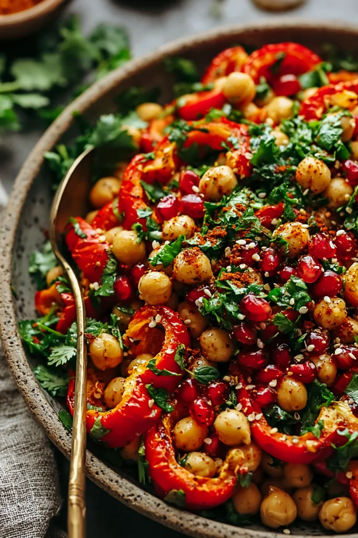 Zesty Roasted Red Pepper & Chickpea Salad with Smoked Paprika
