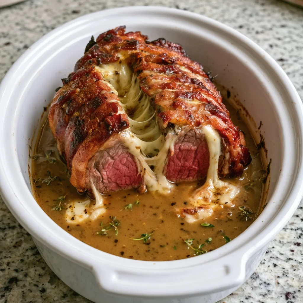 Bacon-Wrapped Slow Cooker Beef Roast That Beats Any Steakhouse
