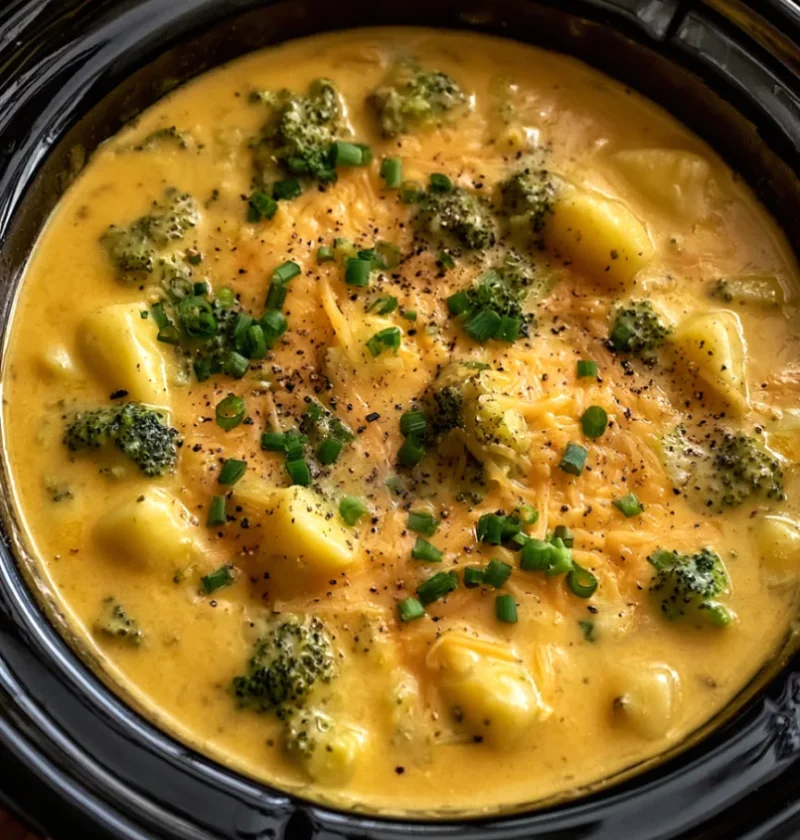 Cozy Crockpot Potato Broccoli Cheddar Soup