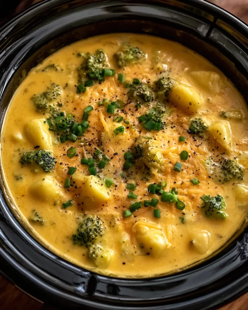 Cozy Crockpot Potato Broccoli Cheddar Soup