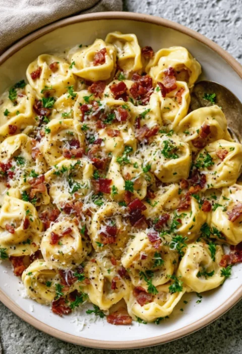 Delicious Beef Tortellini Carbonara