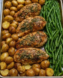 Garlic Herb Roasted Chicken with Baby Potatoes