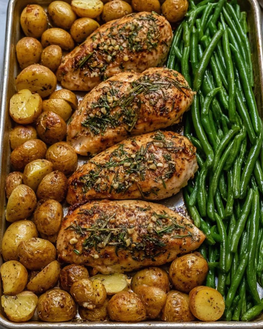 Garlic Herb Roasted Chicken with Baby Potatoes