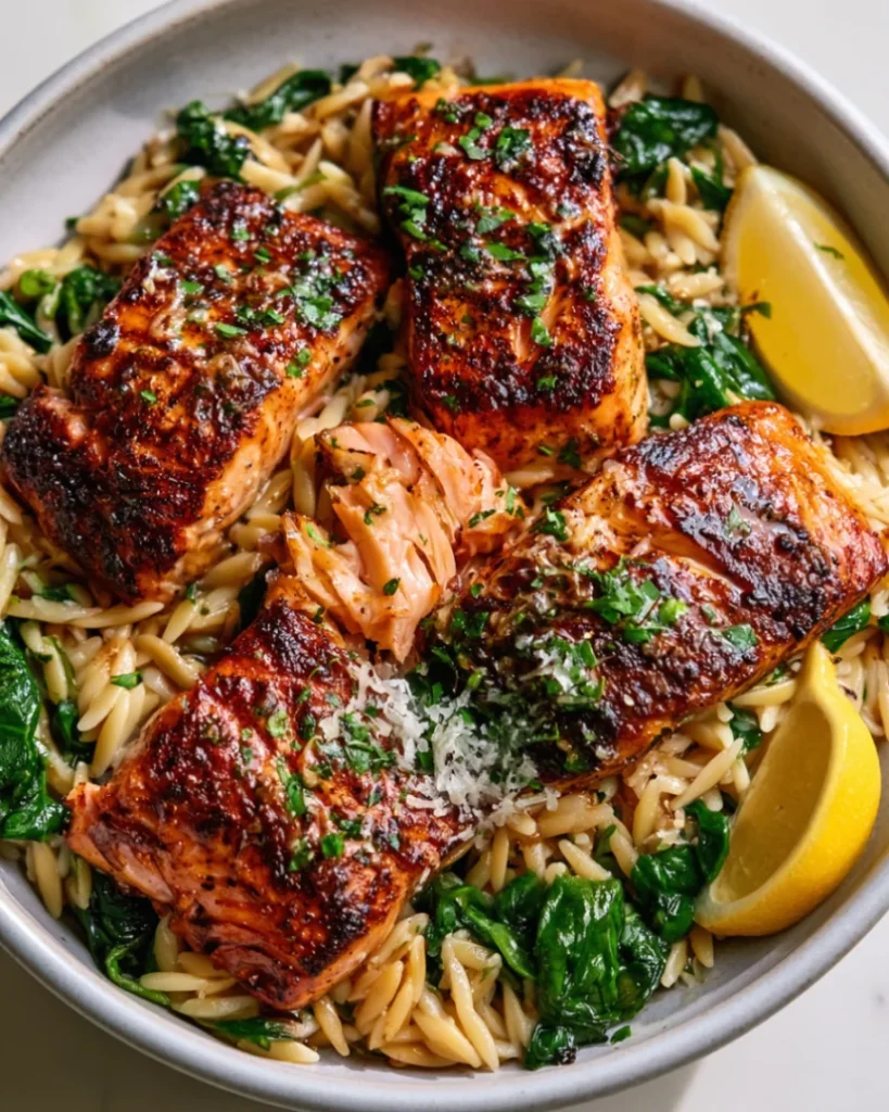 One Skillet Salmon With Lemon Orzo – Quick & Delicious!