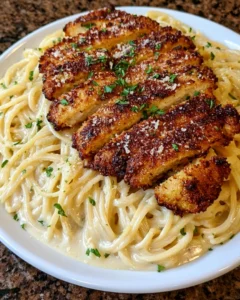 Parmesan Chicken with Creamy Cheese Spaghetti